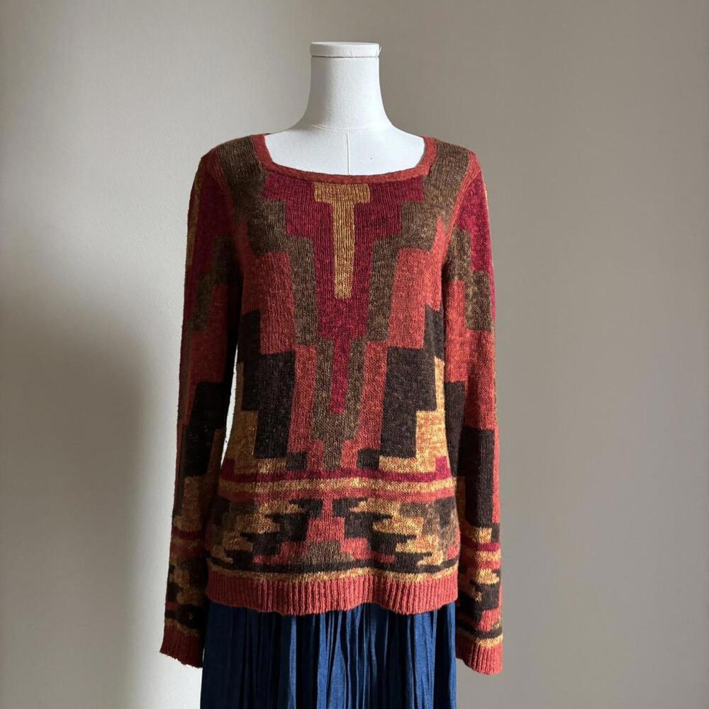 vintage the territory ahead aztec linen sweater